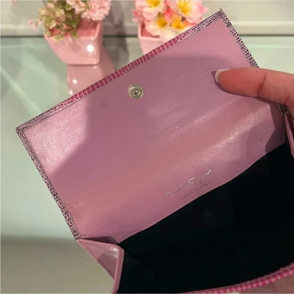 Salvatore Ferragamo Pink Lizard Skin Wallet